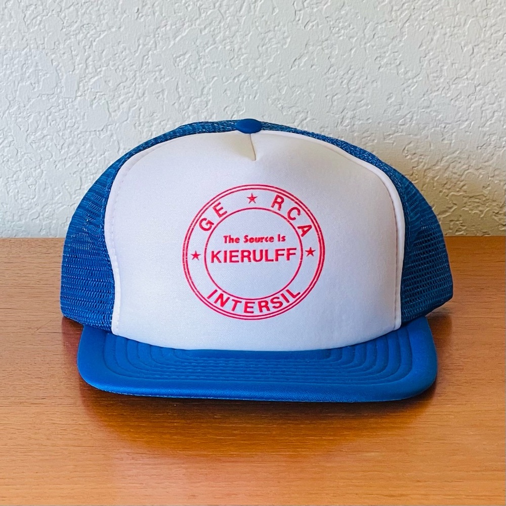 Vintage GE RCA Blue and White Trucker Hat